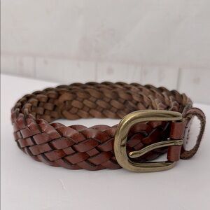 Unbranded Size 38 Braided Leather Belt with Brass Buckle Italian Leather